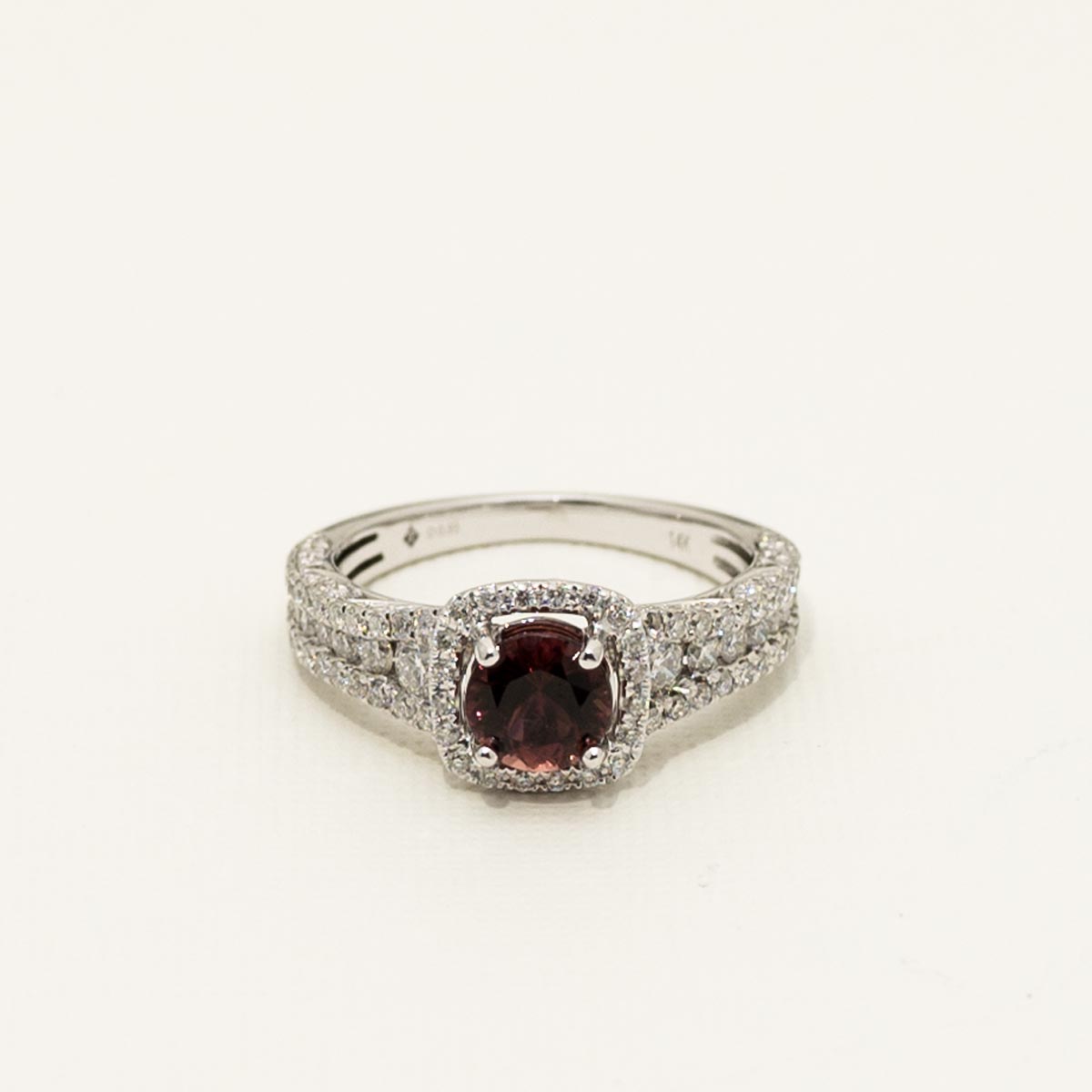Maine Pink Tourmaline Halo Ring in 14kt White Gold with Diamonds (1ct tw)