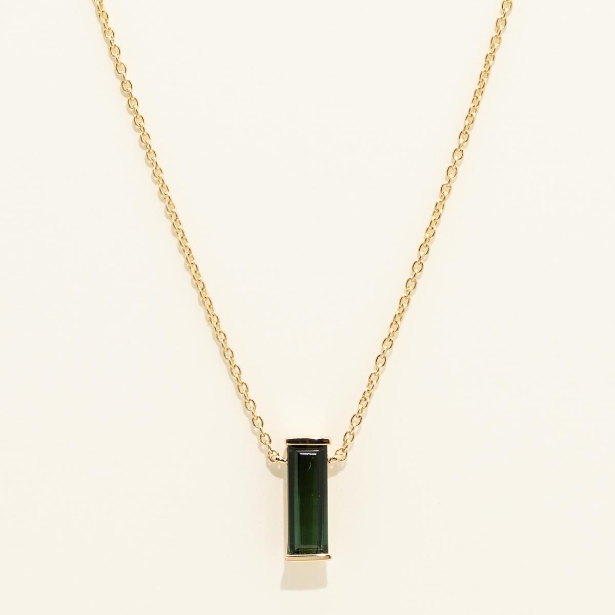 Maine Green Tourmaline Necklace in 14kt Yellow Gold