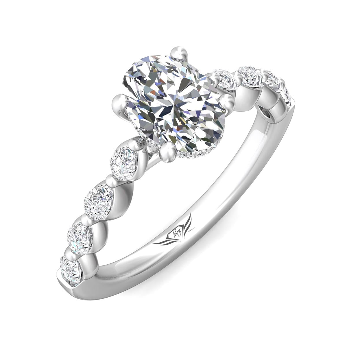 Martin Flyer Oval Engagement Ring Setting in Platinum (1/2ct tw)