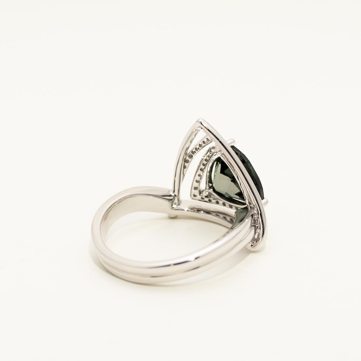 Maine Green Tourmaline Trillion Ring in 14kt White Gold with Diamonds (1/4ct tw)