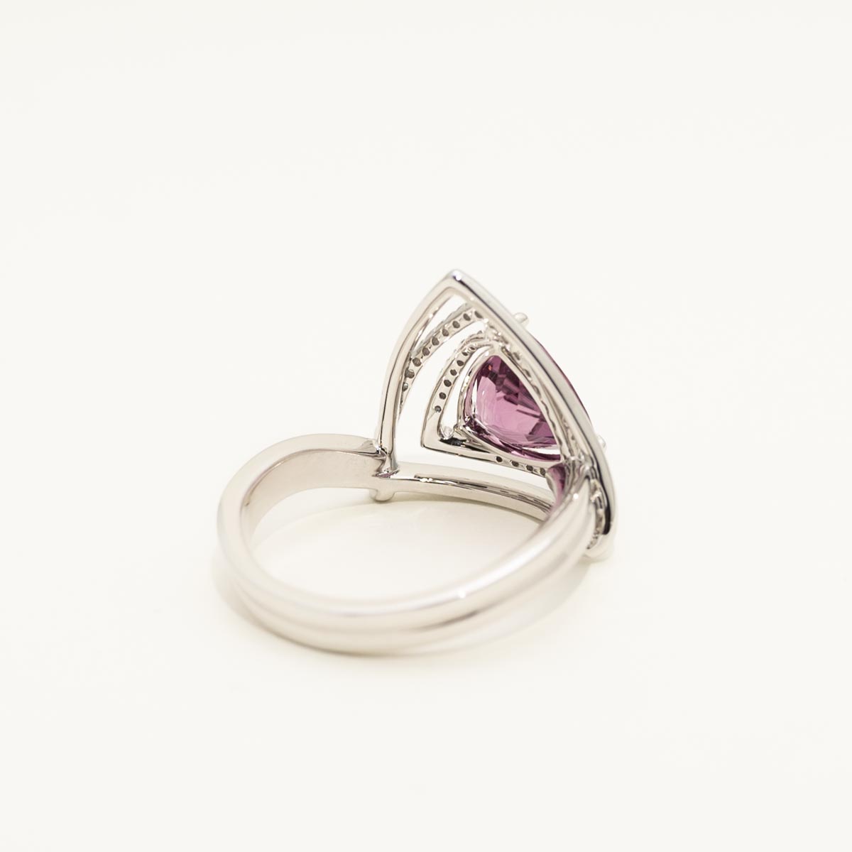 Maine Pink Tourmaline Trillion Ring in 14kt White Gold with Diamonds (1/5ct tw)