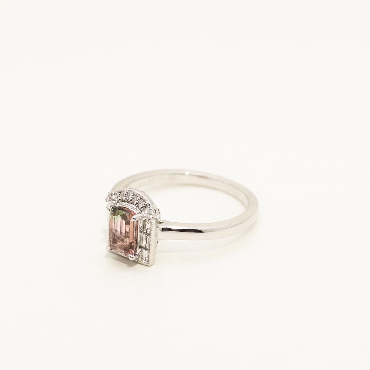 Maine Bicolor Tourmaline Ring in 14kt White Gold with Diamonds (1/4ct tw)