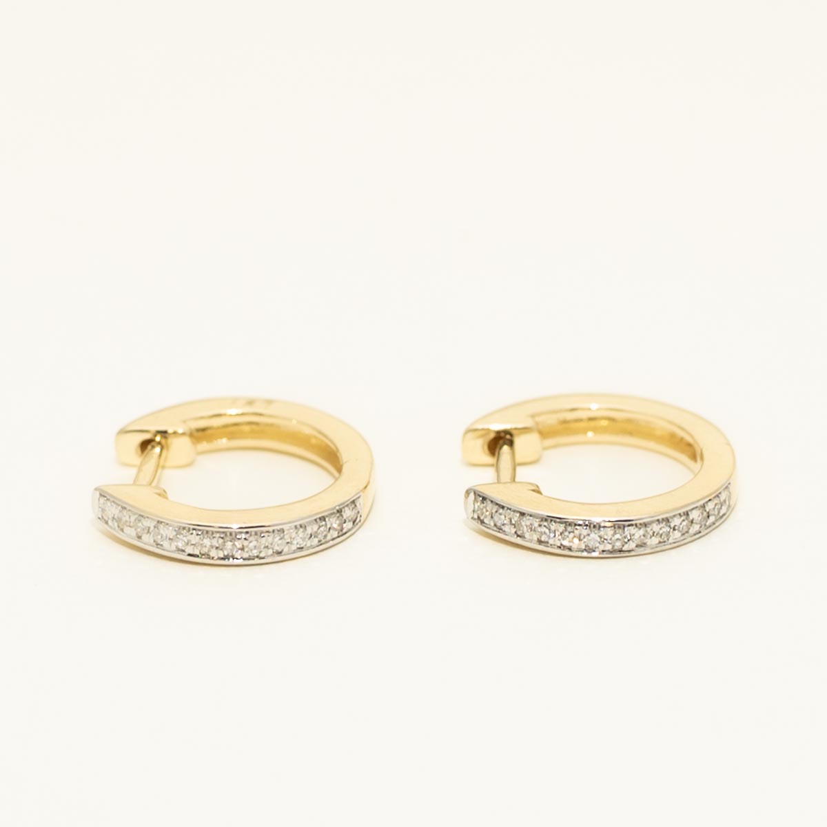 Diamond Pave Hoop in 14kt Yellow and White Gold (1/20ct tw)