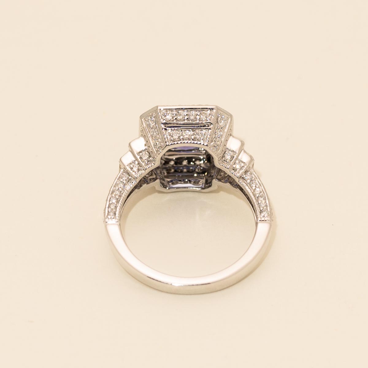 Emerald Cut Tanzanite Ring in 14kt White Gold with Diamonds (1ct tw)