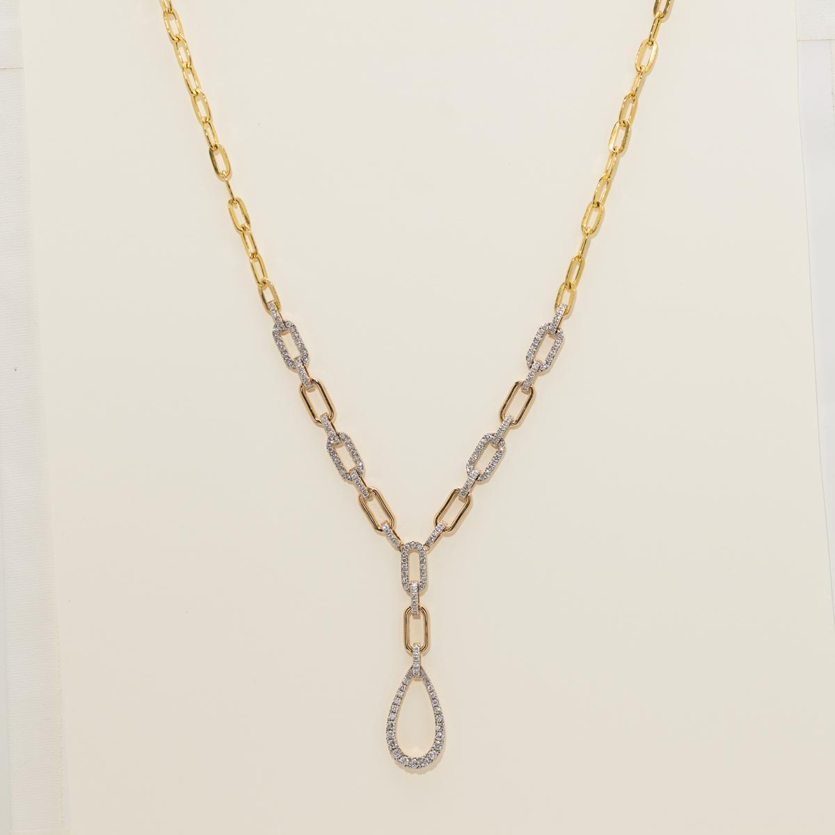 Diamond Open Link Lariat Necklace in 14kt Yellow Gold (1ct tw)