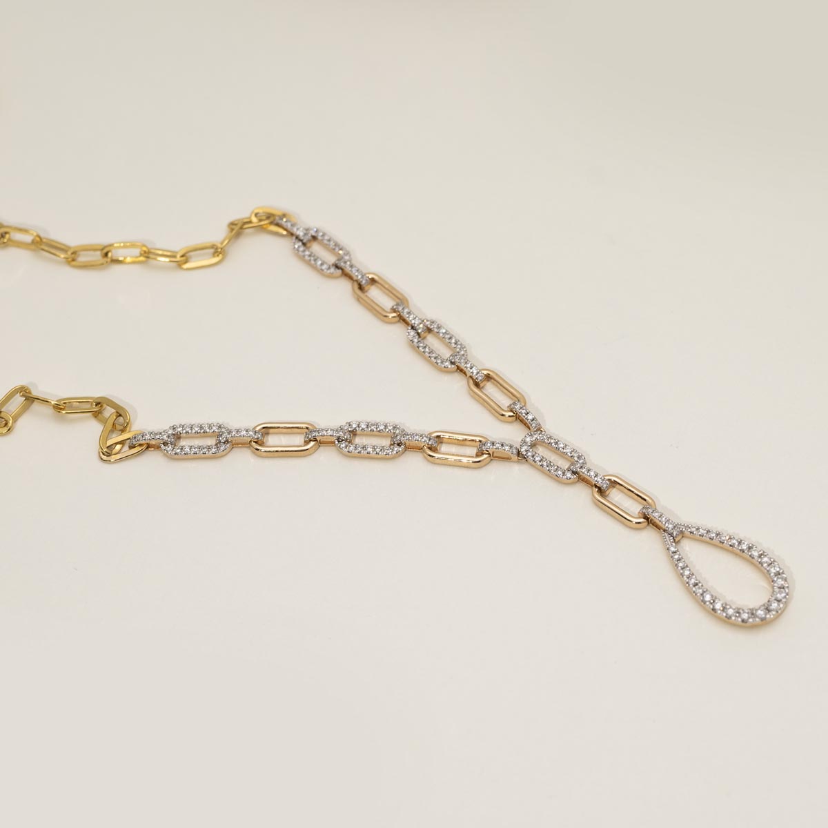 Diamond Open Link Lariat Necklace in 14kt Yellow Gold (1ct tw)