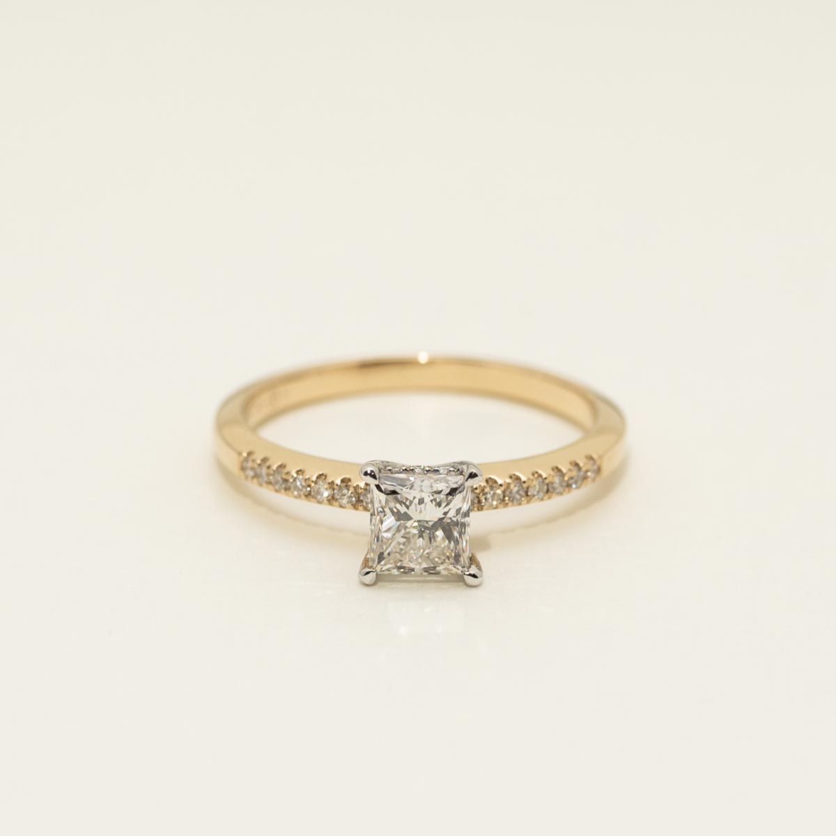 Princess Cut Diamond Engagement Ring in 14kt Yellow Gold and White Gold (7/8ct tw)
