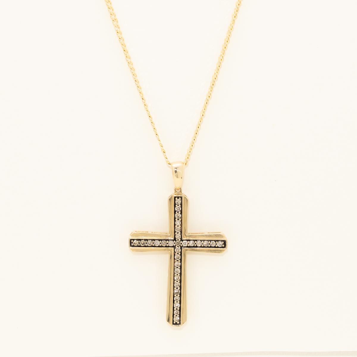 Diamond Cross Necklace in 10kt Yellow Gold (3/8ct tw)