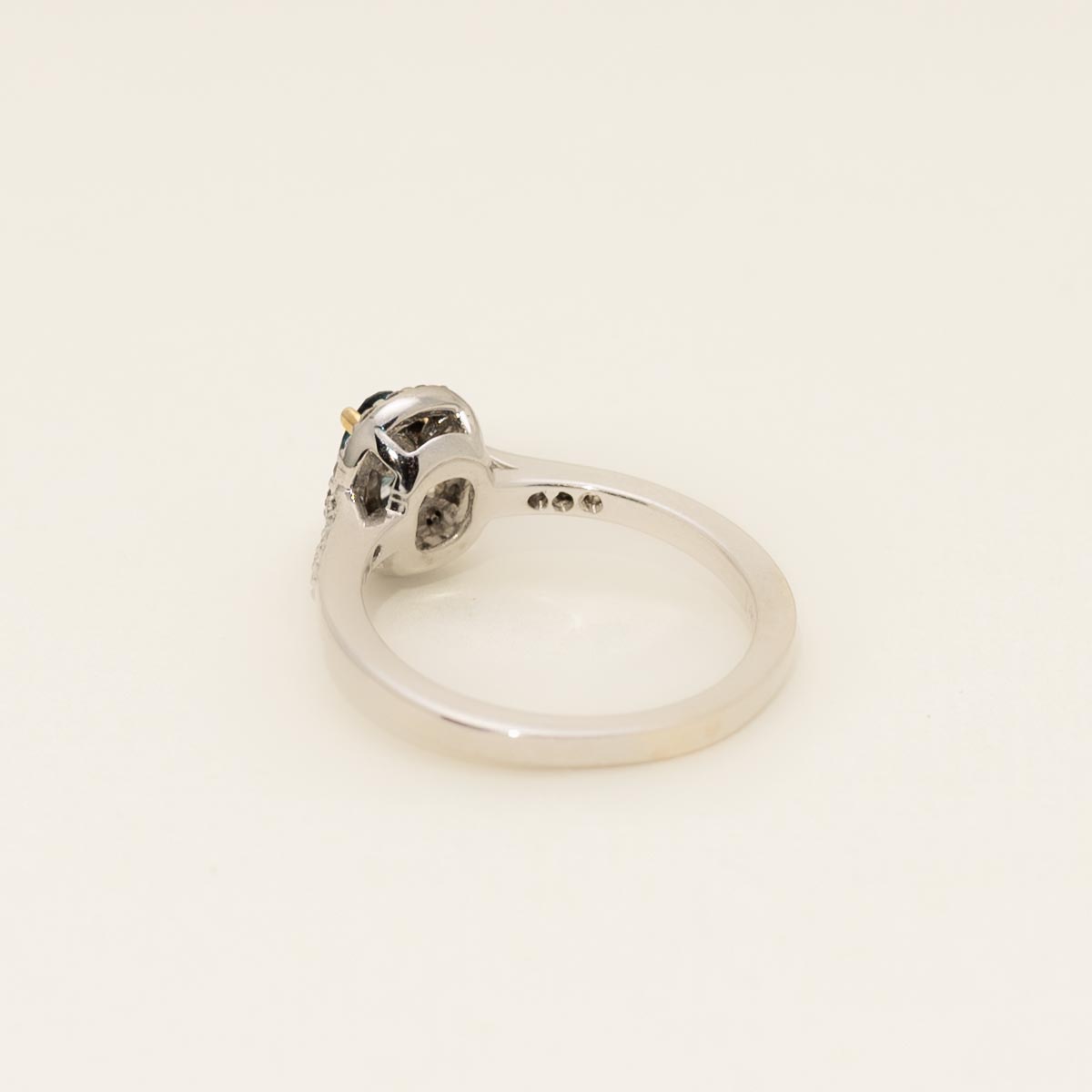 Oval Blue Diamond Halo Engagement Ring in 14kt White and Yellow Gold (1/2ct tw)