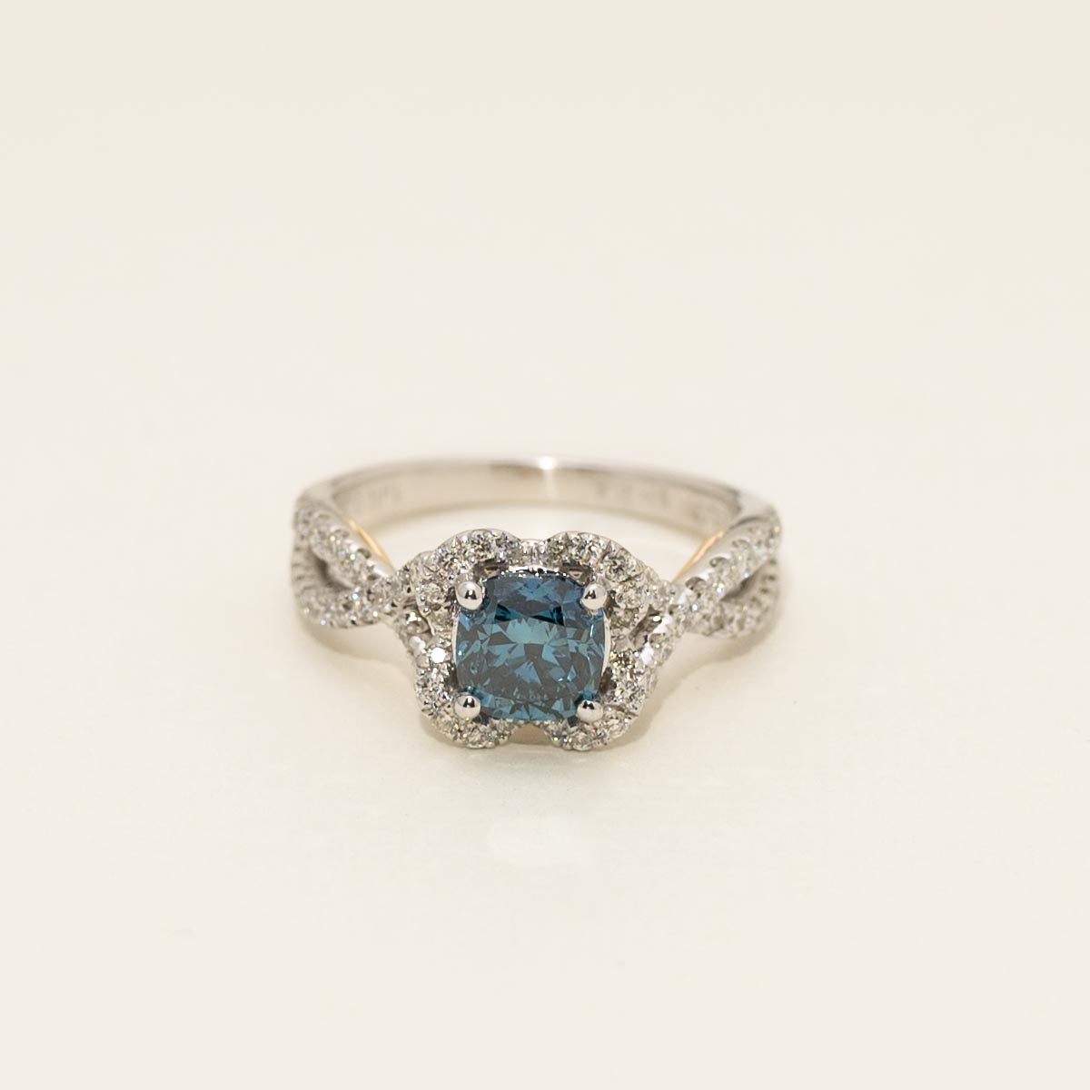 Cushion Blue Diamond Engagement Ring in 14kt White and Yellow Gold (1 3/4ct tw)
