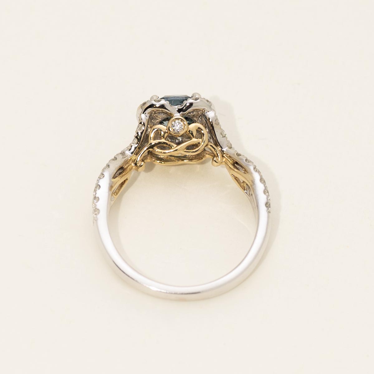 Cushion Blue Diamond Engagement Ring in 14kt White and Yellow Gold (1 3/4ct tw)