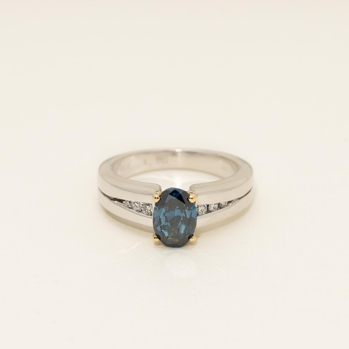 Oval Blue Diamond Engagement Ring in 14kt White and Yellow Gold (1 1/3ct tw)