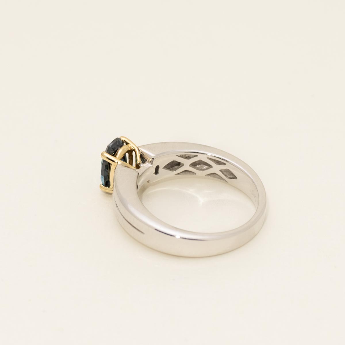 Oval Blue Diamond Engagement Ring in 14kt White and Yellow Gold (1 1/3ct tw)