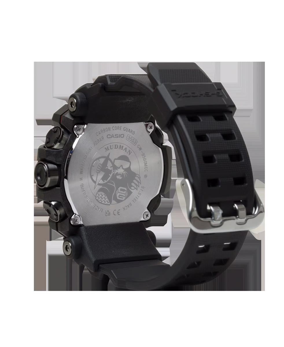 G-Shock Mens Watch with Digital Dial and Black Strap with Orange Accents (solar movenent)