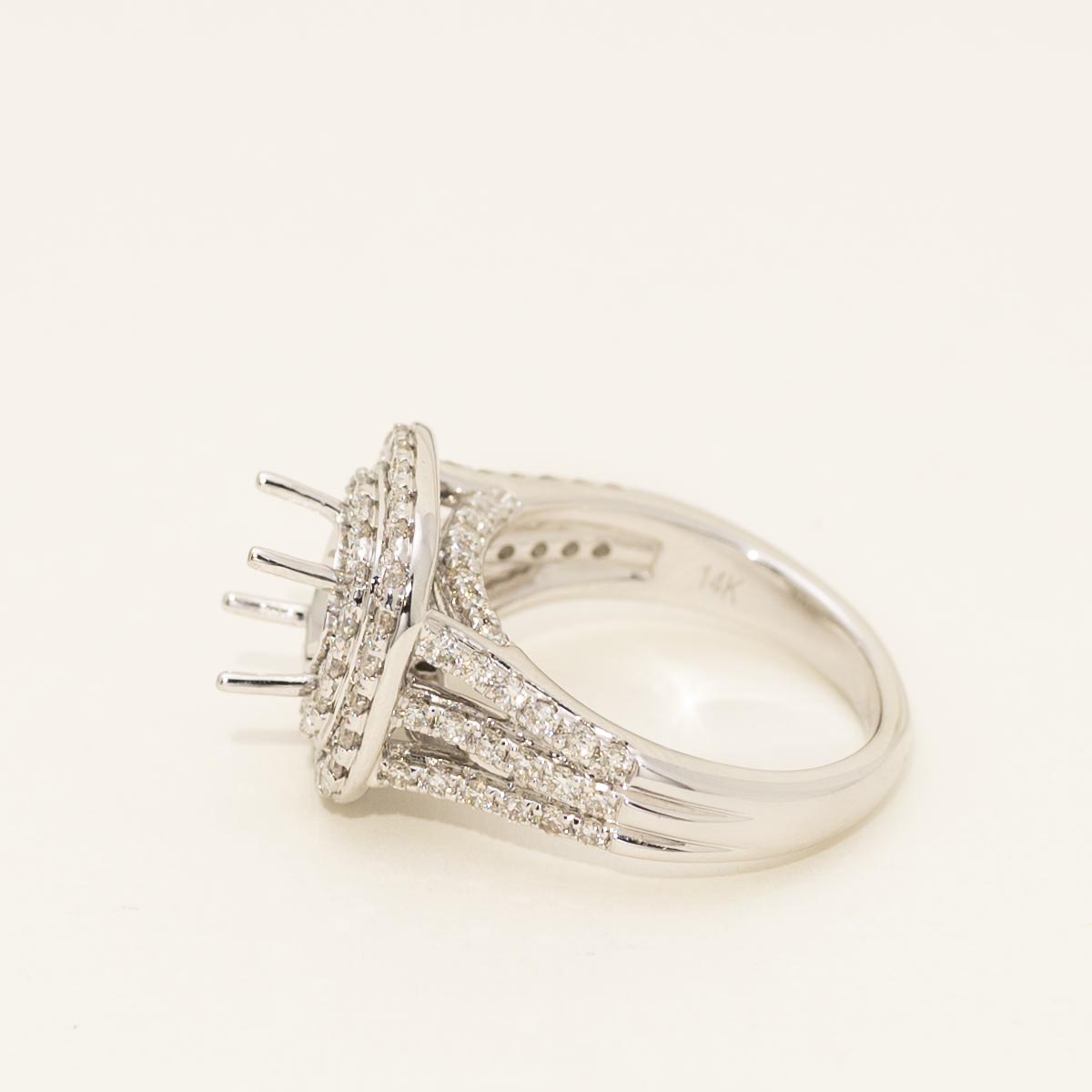 Diamond Halo Engagement Ring Setting in 14kt White Gold (1 1/5ct tw)