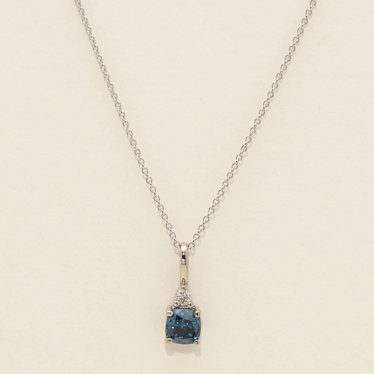 Blue and White Diamond Necklace in 14kt White Gold (5/8ct tw)