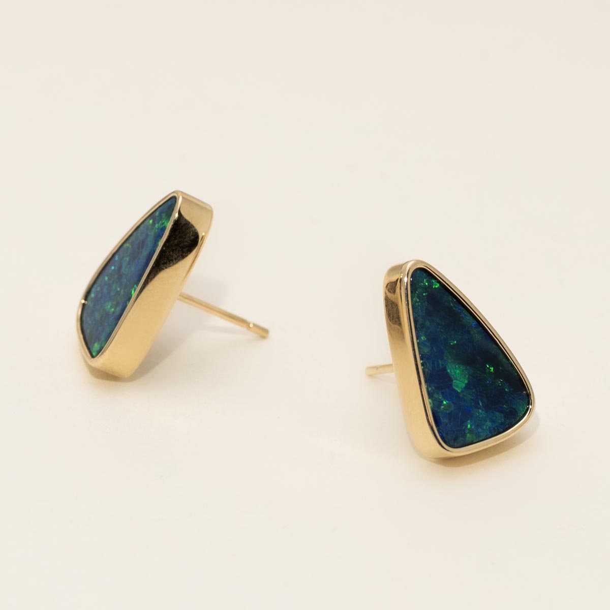 Parlé Australian Opal Doublet Stud Earrings in 14kt Yellow Gold