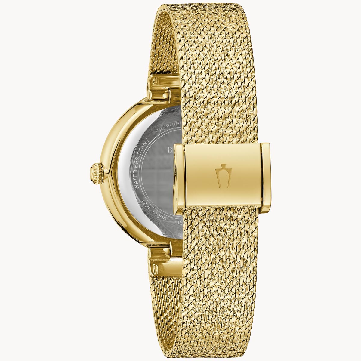 Bulova Crystal Womens Watch with Champagne Dial and Crystal Bezel with Gold Toned Stainless Steel Bracelet (quartz movement)