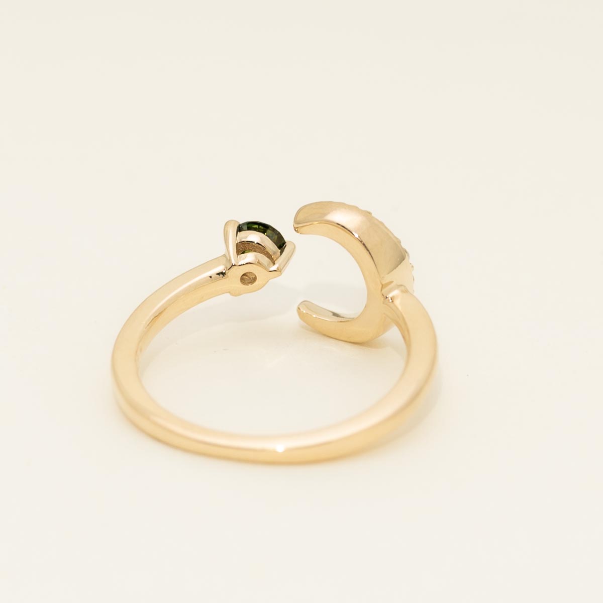 Green Diamond Moon Ring in 14kt Yellow Gold (1/3ct tw)