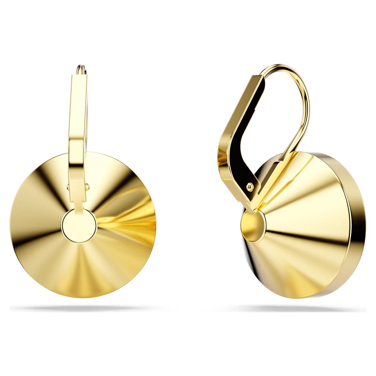 Swarovski Bella Red Crystal Leverback Earrings in Yellow Tone Plate