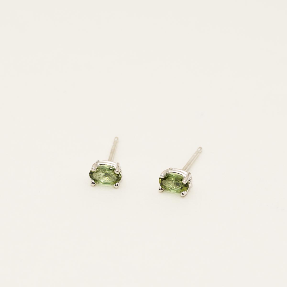 Maine Green Tourmaline Stud Earrings in Sterling Silver