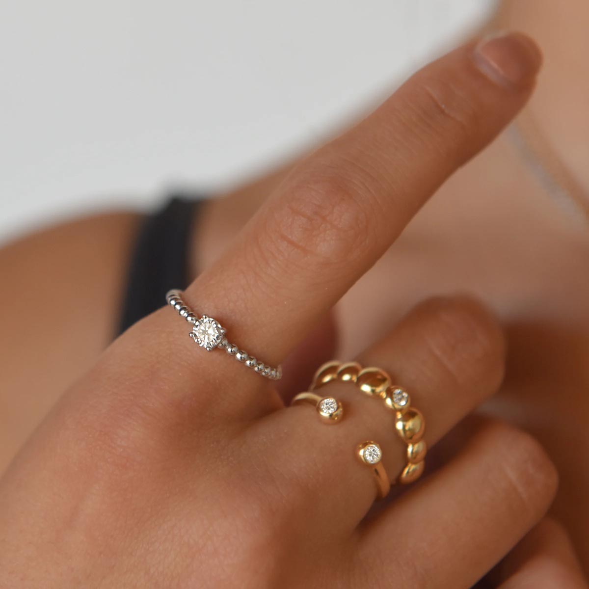 modern diamond dress rings Kinsley Contemporary Round Halo Twist Diamond Engagement Ring