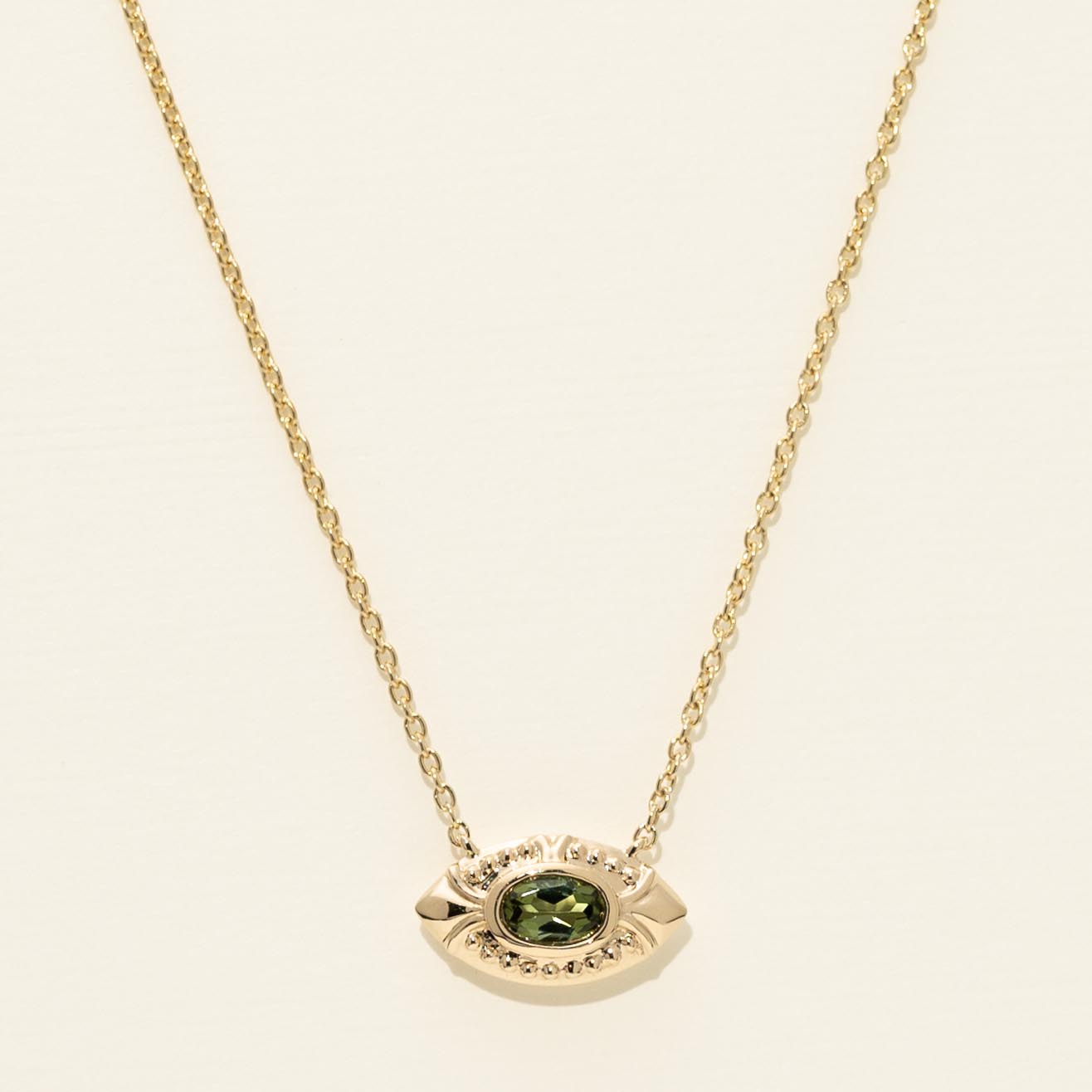 Maine Green Tourmaline Necklace in 14kt Yellow Gold
