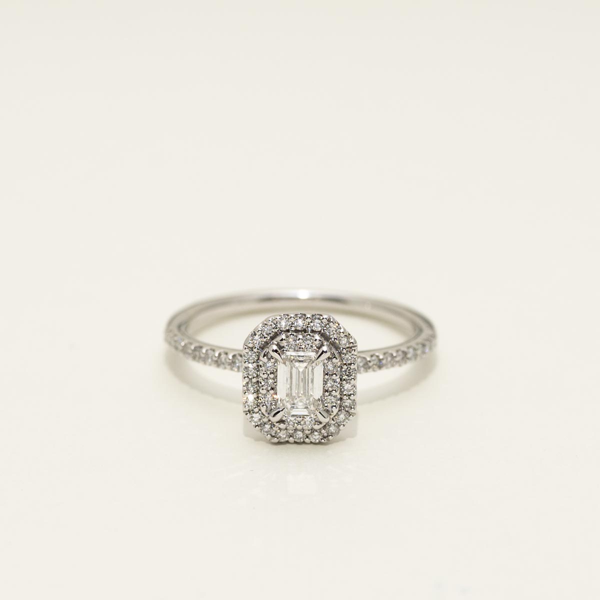 Emerald Cut Diamond Halo Engagement Ring in 14kt White Gold (5/8ct tw)