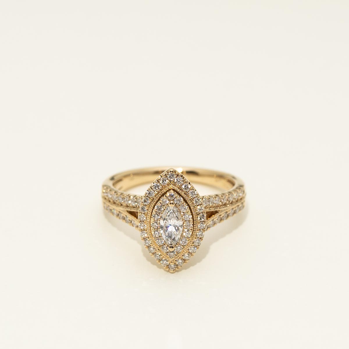 Marquise Diamond Halo Engagement Ring in 14kt Yellow Gold (3/4ct tw)