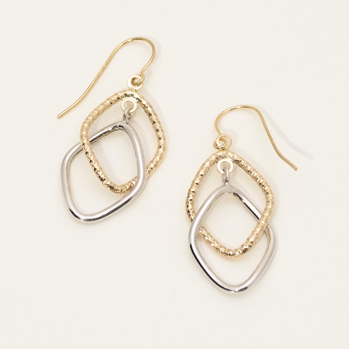 Fashion Drop Earrings in 10kt Yellow and White Gold