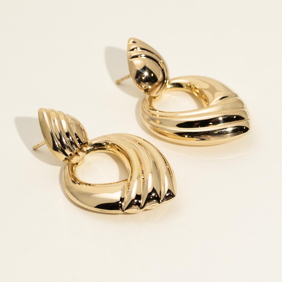 Estate Door Knocker Earrings in 14kt Yellow Gold