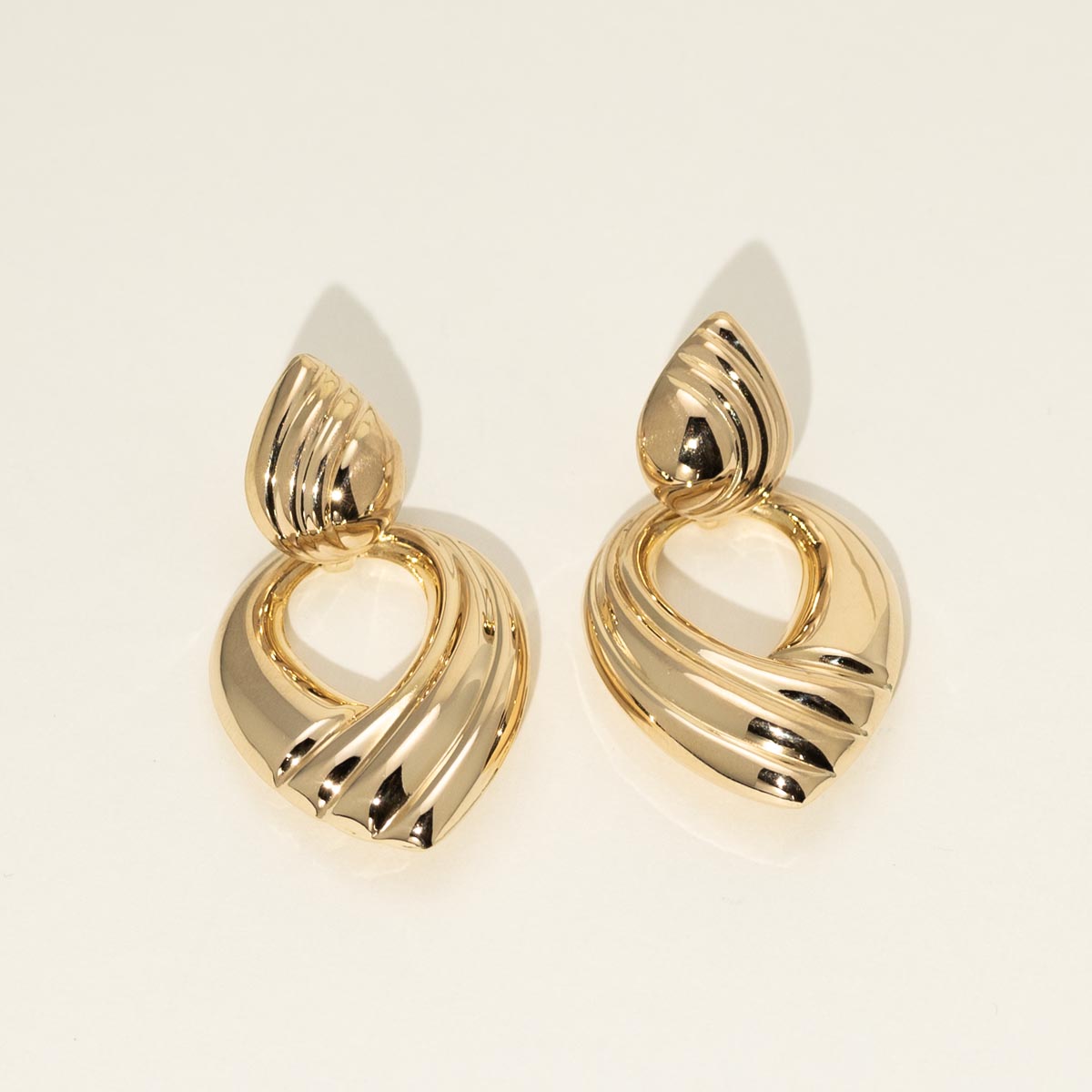 Estate Door Knocker Earrings in 14kt Yellow Gold