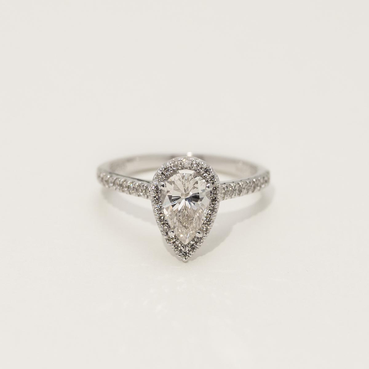 Pear Shape Diamond Halo Engagement Ring in 14kt White Gold (1 1/3ct tw)