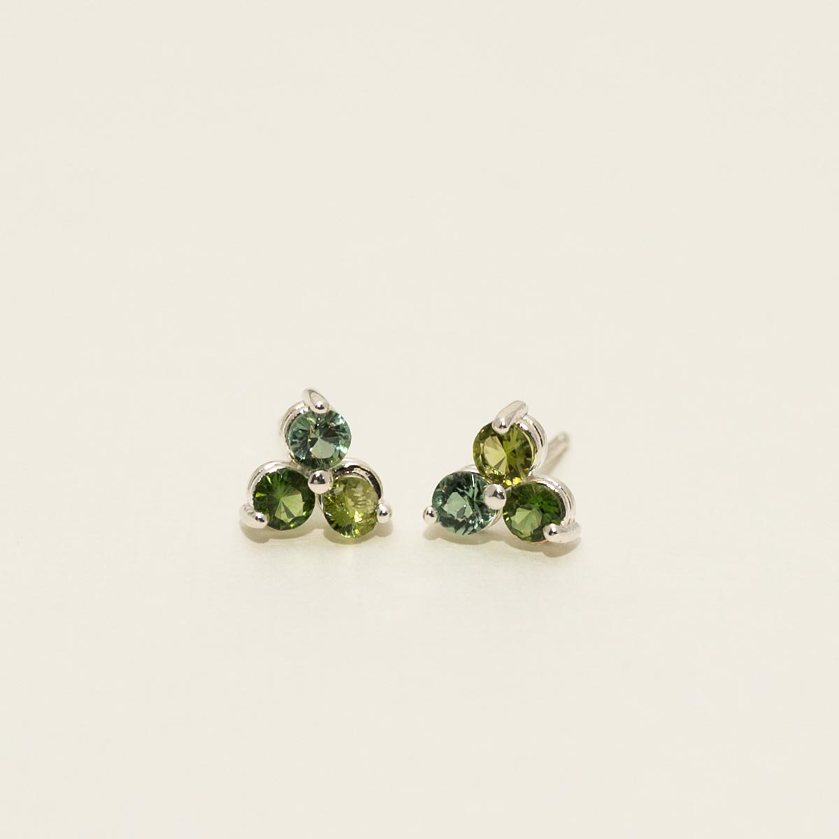 Maine Green Tourmaline Stud Earrings in Sterling Silver