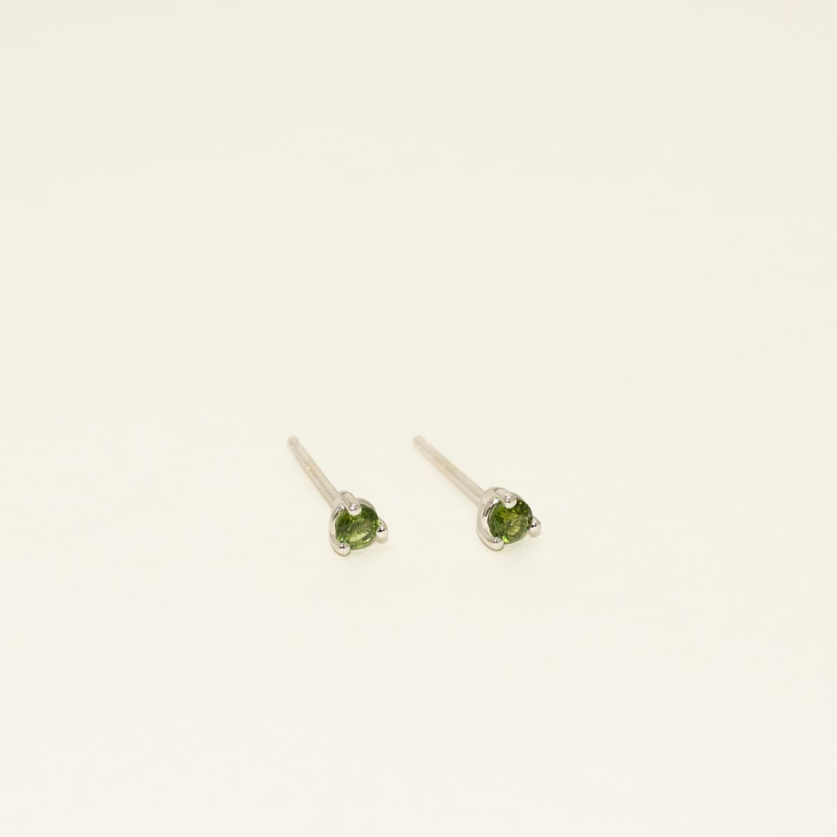 Maine Green Tourmaline Stud Earrings in 14kt White Gold