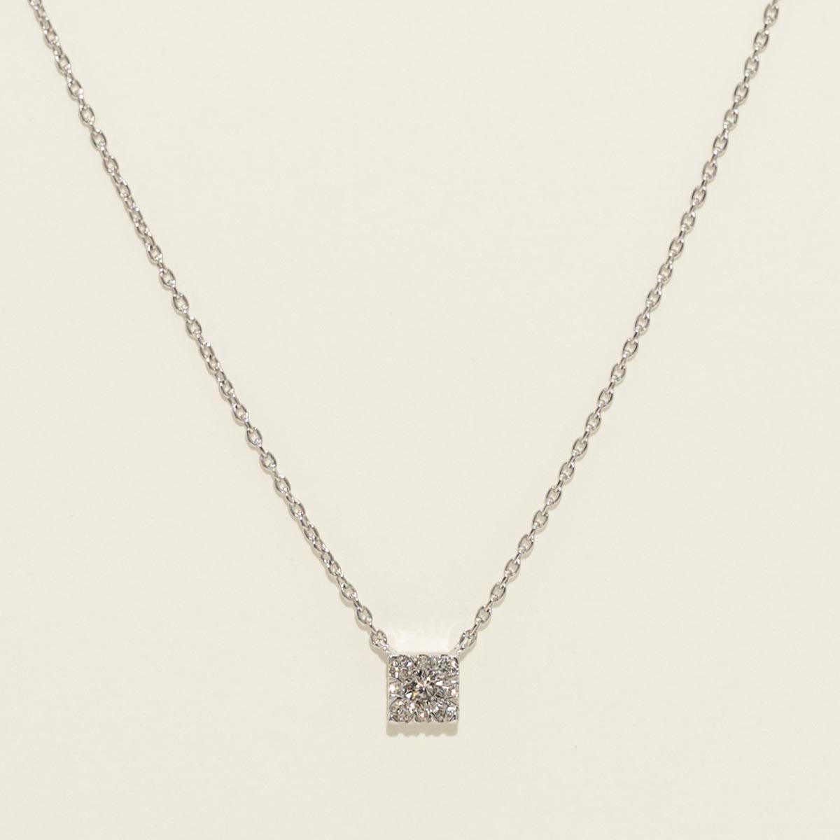 Lovebright Diamond Square Necklace in 10kt White Gold (1/10ct tw)