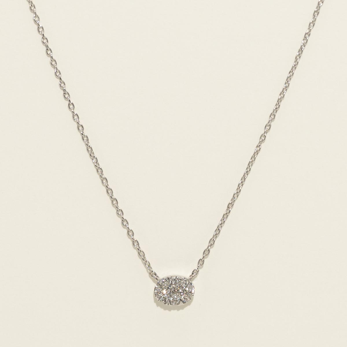 Lovebright Diamond Oval Necklace in 10kt White Gold (1/10ct tw)