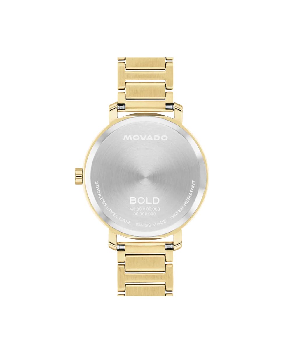Movado Bold Evolution 2.0 Womens Watch with Gold Toned Crystal Dial and Gold Toned Stainless Steel Bracelet (Swiss quartz movement)