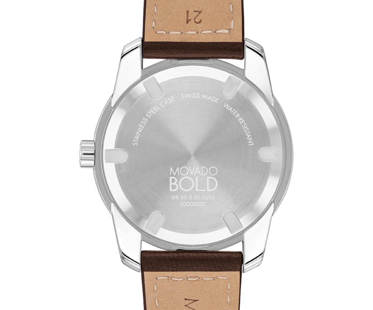 Movado Bold Evolution 2.0 Mens Watch with Clay Colored Dial and Brown Leather Strap (Swiss quartz movement)