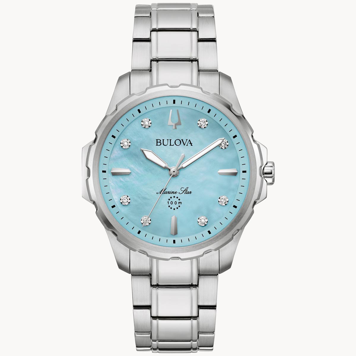 Bulova Marine Star Womens Watch with Blue Dial and Stainless Steel Bracelet (quartz movement)