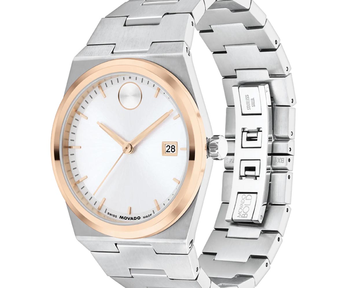 Movado Bold Quest Mens Watch with White Dial and Stainless Steel Bracelet (Swiss quartz movement)