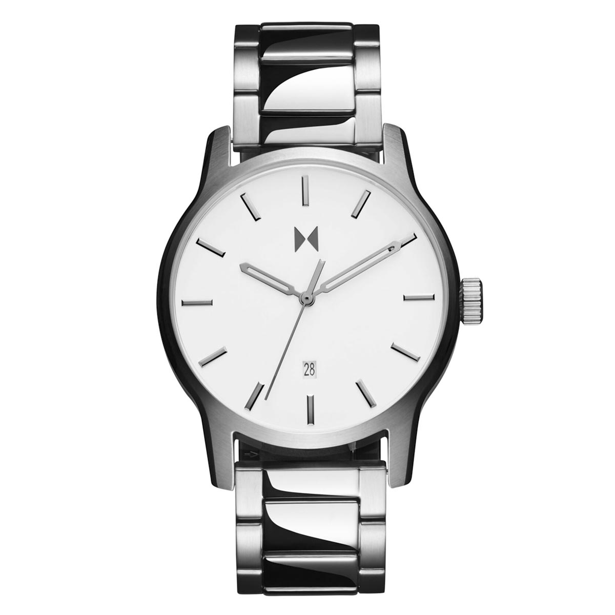 MVMT Classic II Mens Watch with White Dial and Stainless Steel Bracelet (quartz  movement)