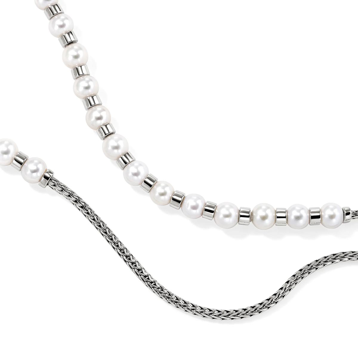 John Hardy Essentials Mini Chain Cultured Freshwater Pearl Necklace in Sterling Silver (5.5-6mm pearls)