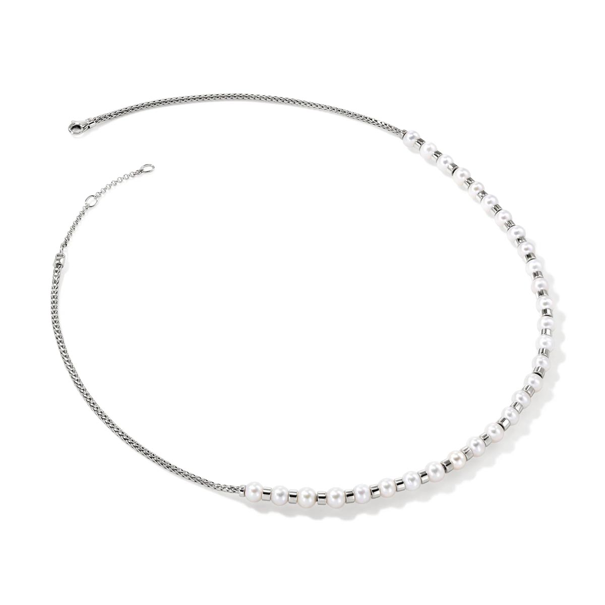 John Hardy Essentials Mini Chain Cultured Freshwater Pearl Necklace in Sterling Silver (5.5-6mm pearls)