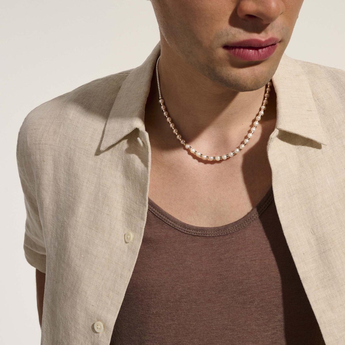 John Hardy Essentials Mini Chain Cultured Freshwater Pearl Necklace in Sterling Silver (5.5-6mm pearls)