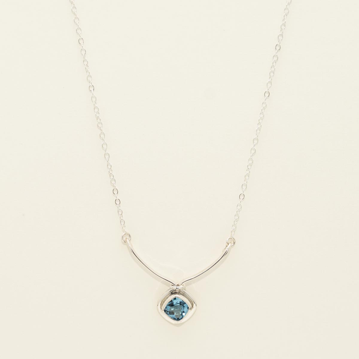 E. L. Designs Regal Cushion Cut Blue Topaz Necklace in Sterling Silver