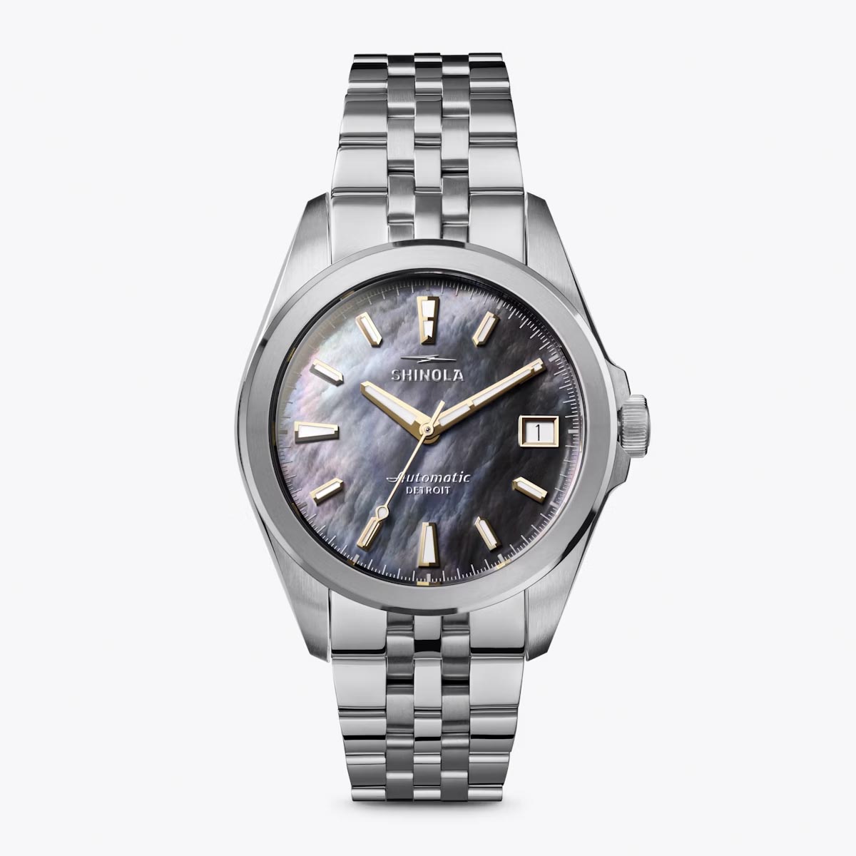 Shinola Circadian Monster 36mm Watch with Black Mother of Pearl Dial and Stainless Steel Bracelet (automatic movement)