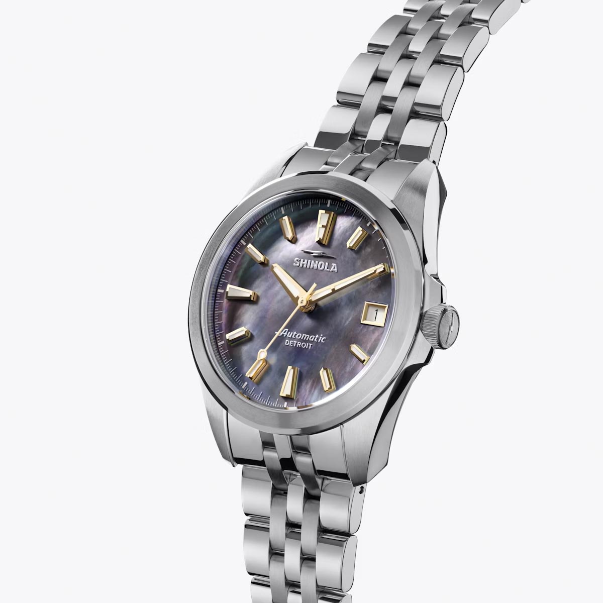 Shinola Circadian Monster 36mm Watch with Black Mother of Pearl Dial and Stainless Steel Bracelet (automatic movement)