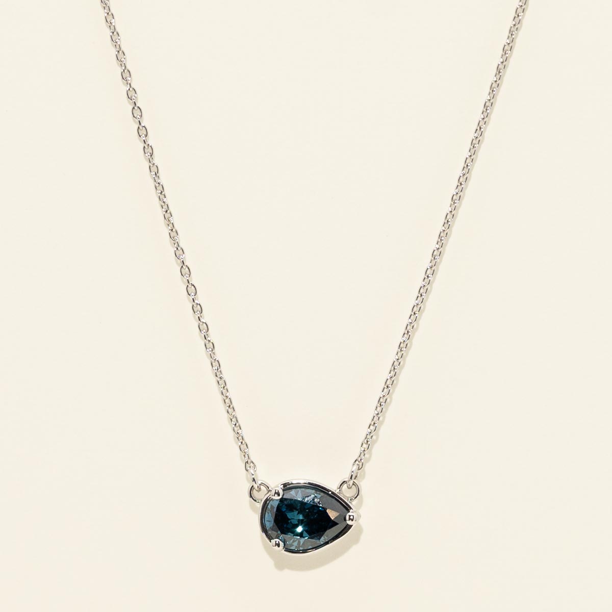 Pear Shape Blue Diamond Necklace in 14kt White Gold (5/8ct tw)