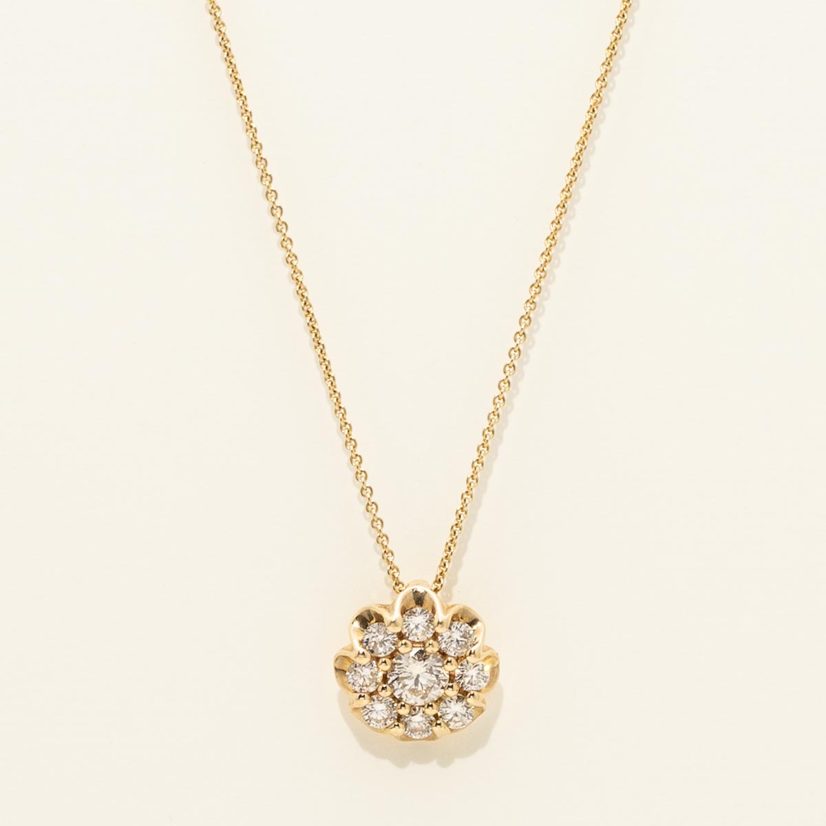 Diamond Cluster Necklace in 14kt Yellow Gold (1/2ct tw)